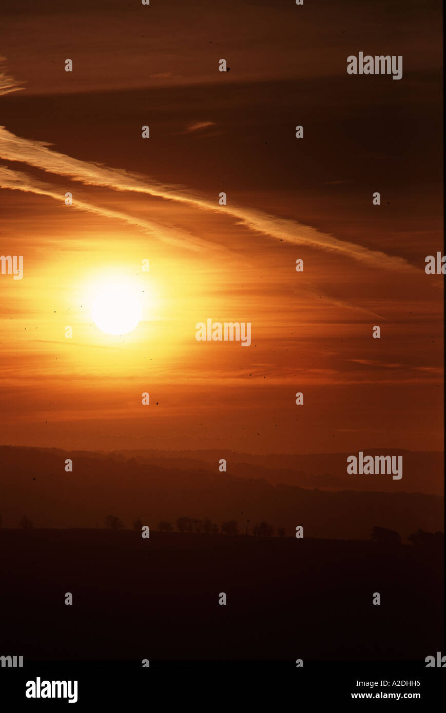 The December Sun Rising over Shaftesbury Dorset Stock Photo