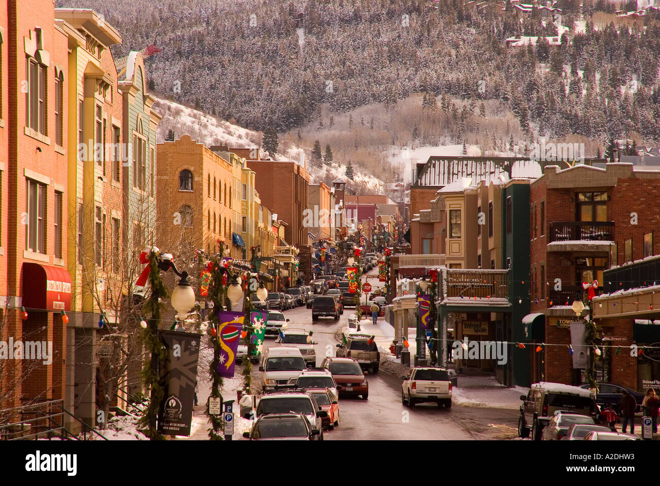 Historic Main Street in Park City Utah Stock Photo