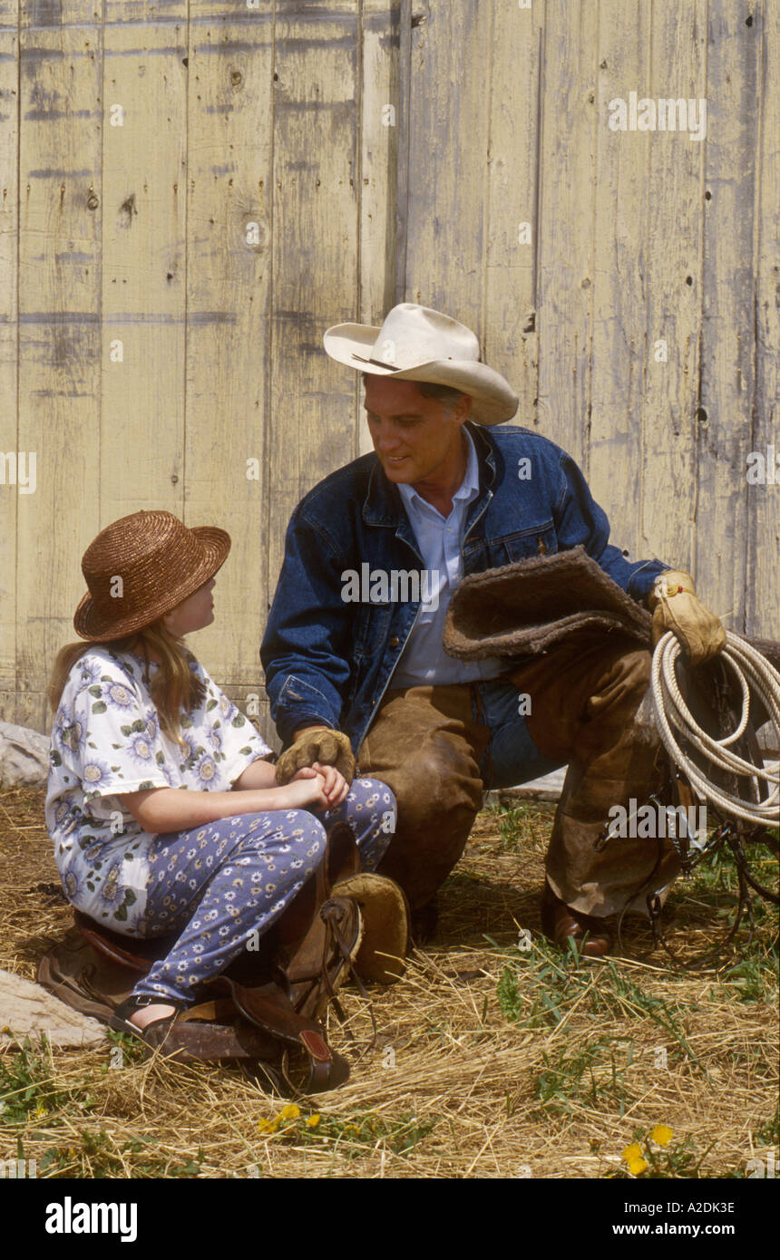 Cowboy and young girl Stock Photo Alamy