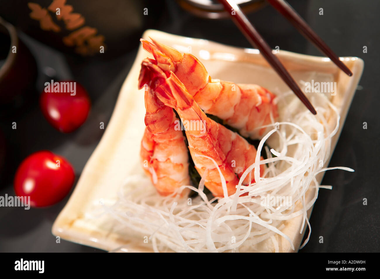 sashimi made of prawn Stock Photo Alamy