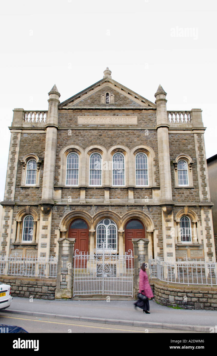 Facade of Ysgoldy Sion Chapel Zion Baptist Church Llanelli Carmarthenshire Wales UK GB dated 1913 Stock Photo