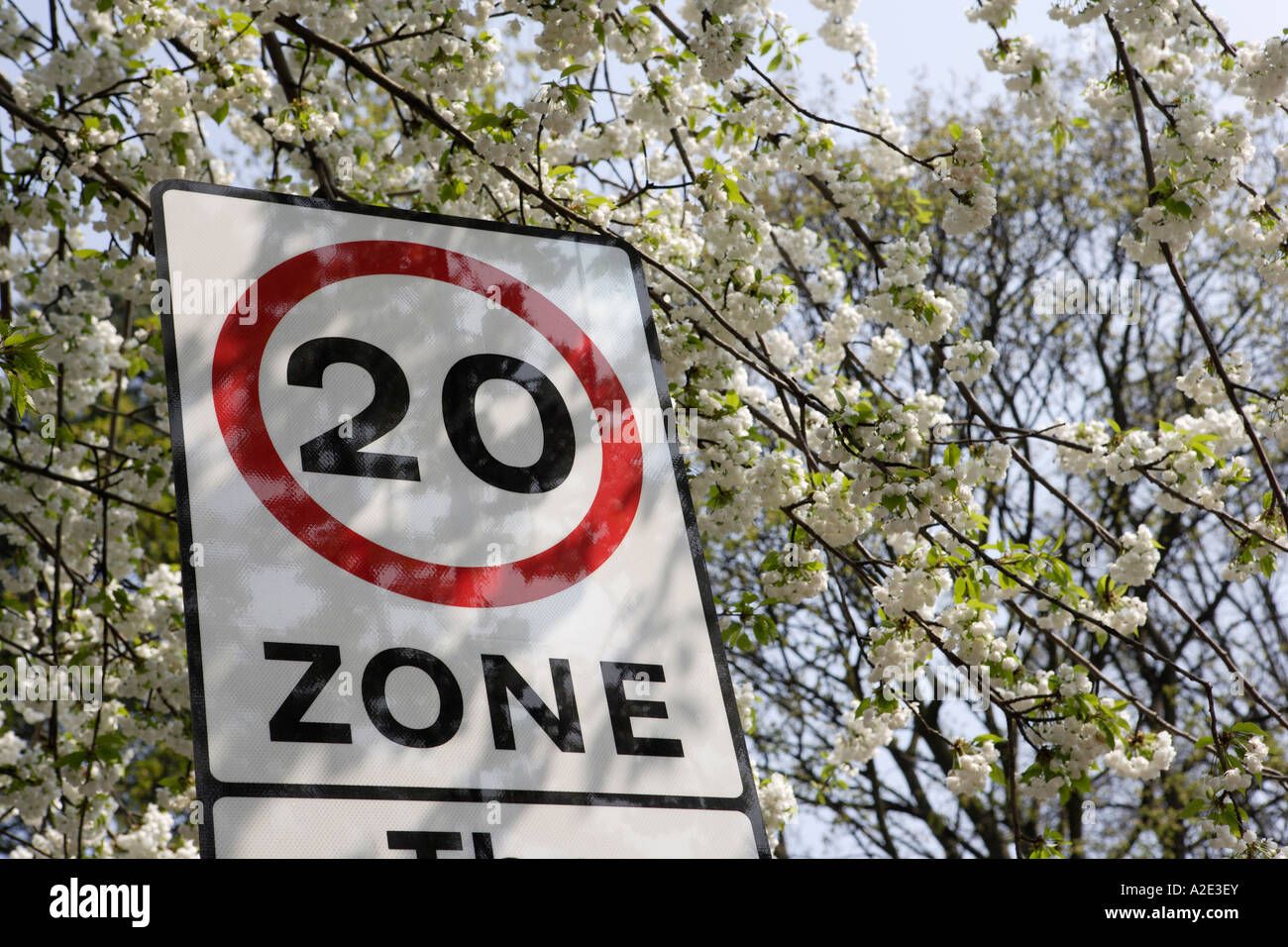 20 Miles Per Hour Zone Sign Stock Photo