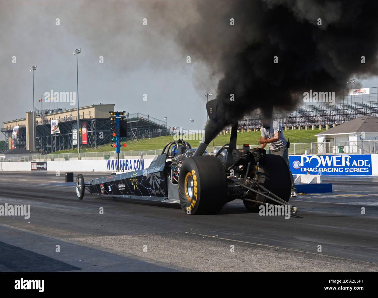Diesel engine drag racer at Indianapolis race track Stock Photo