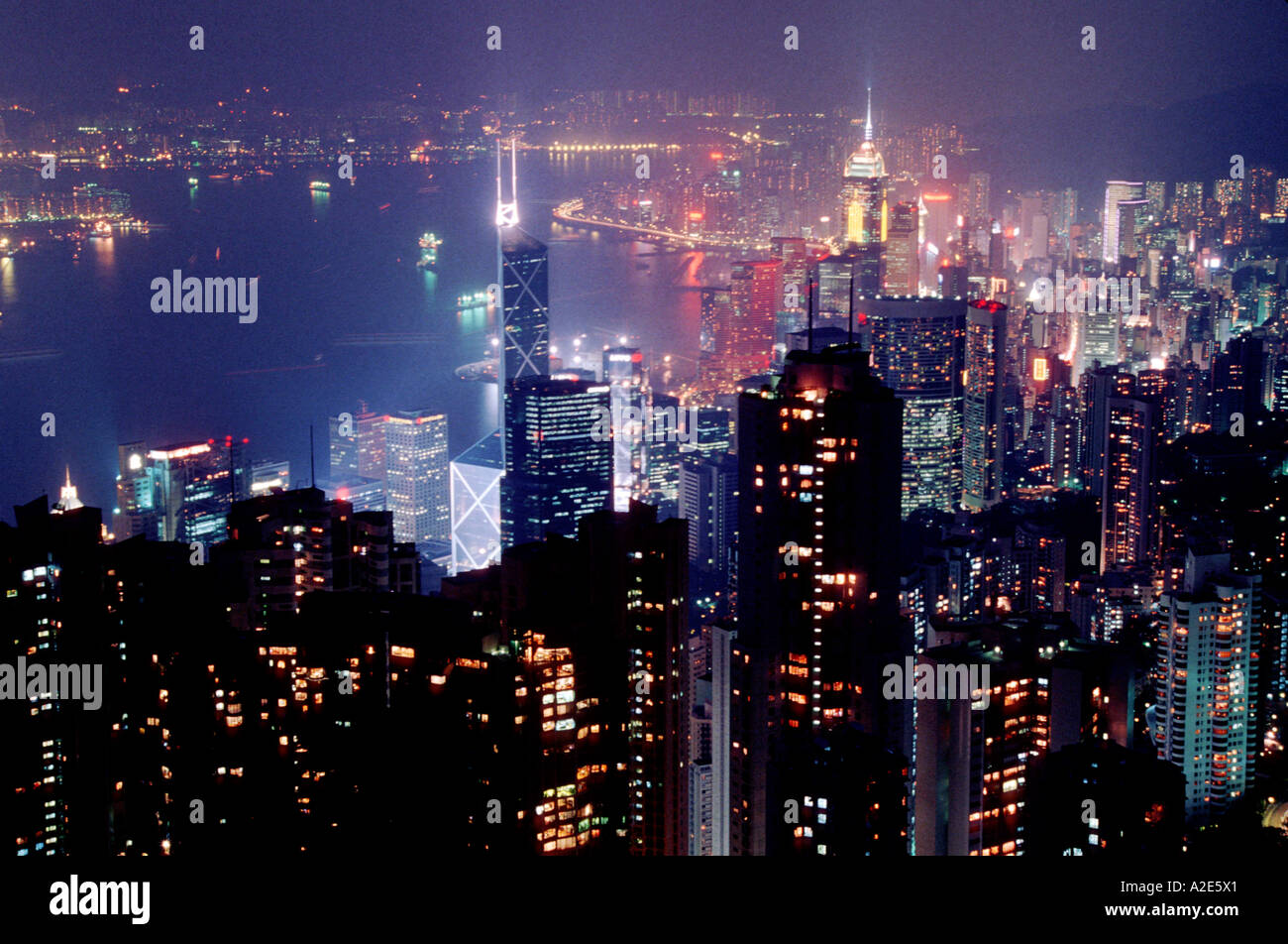 Hong Kong skyline at night from Victoria Peak Stock Photo - Alamy