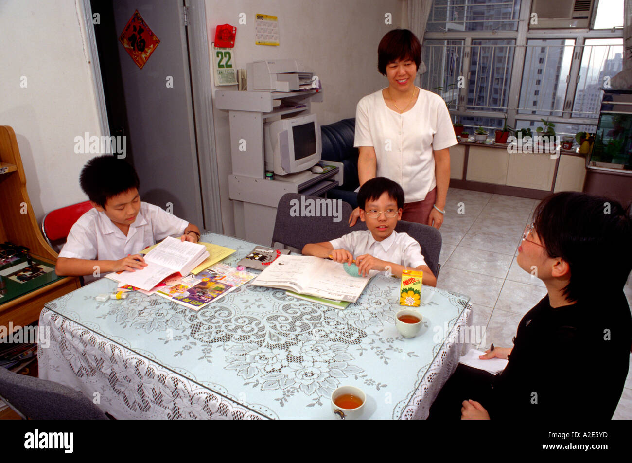 A Chinese immigrant family living in modern public housing at Tsz Ching Estate in Wong Tai Sin