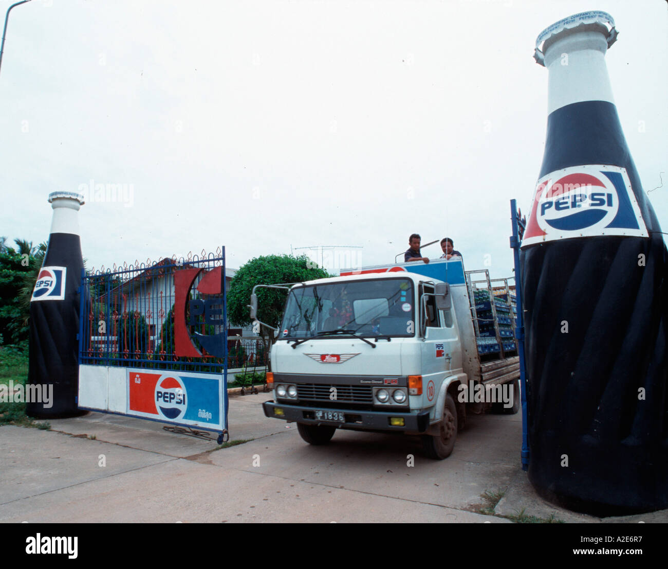 Pepsi Cola bottling plant in communist Laos Stock Photo
