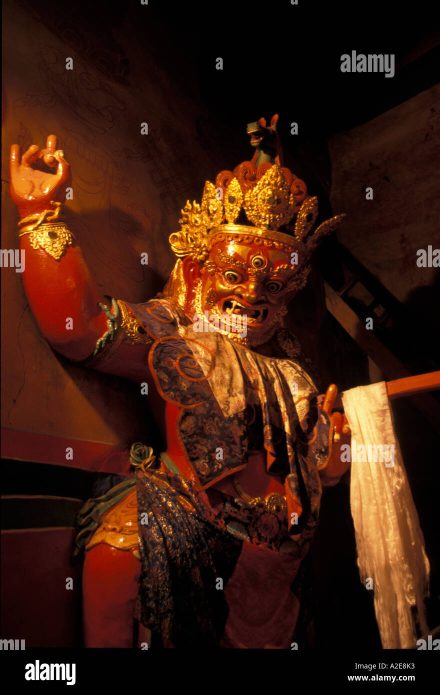 Tibet- Gyantse. Wrathful deity at Kumbum Stock Photo