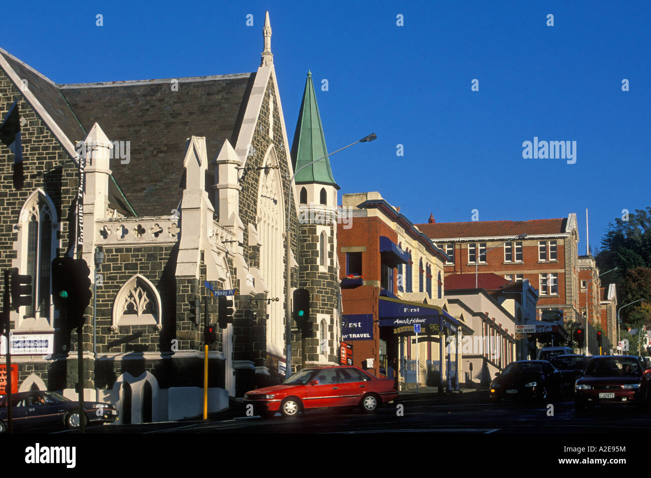 The Fortune Theatre in a converted Wesleyan church on Moray Place in the city centre of Dunedin Otago South Island New Zealand Stock Photo