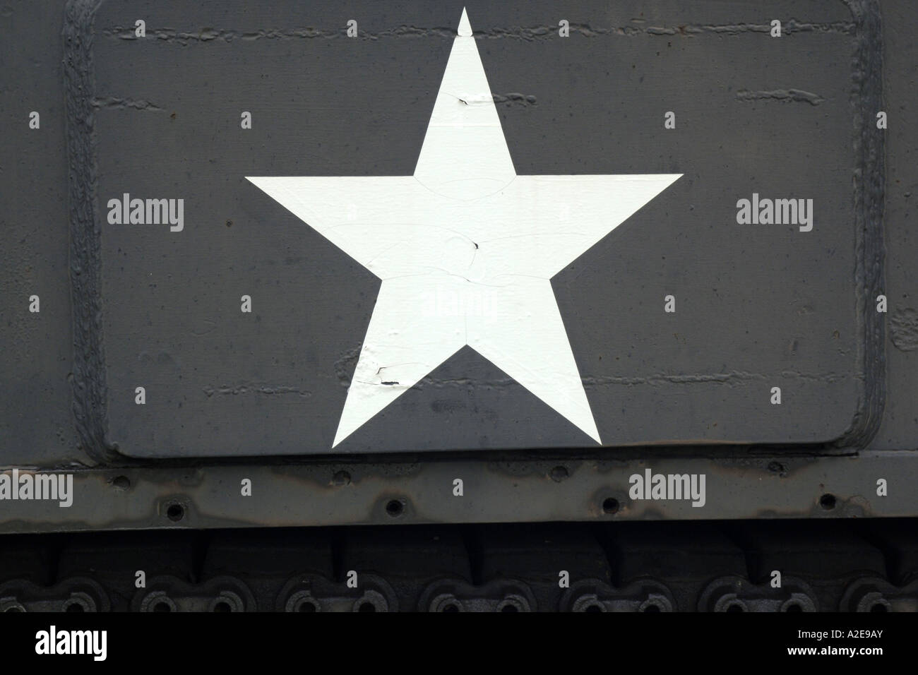 Sherman Tank Armor from WW2 on display at the Veterans Hospital in Sandusky Ohio OH Stock Photo