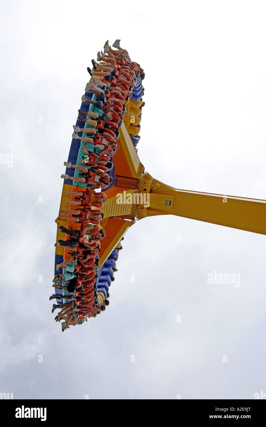 People riding an amusement park ride at Cedar Point, Sandusky OH Stock Photo