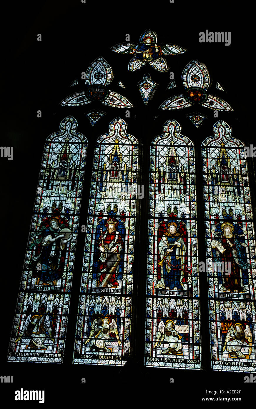 Stained glass window Hereford Cathedral Stock Photo Alamy