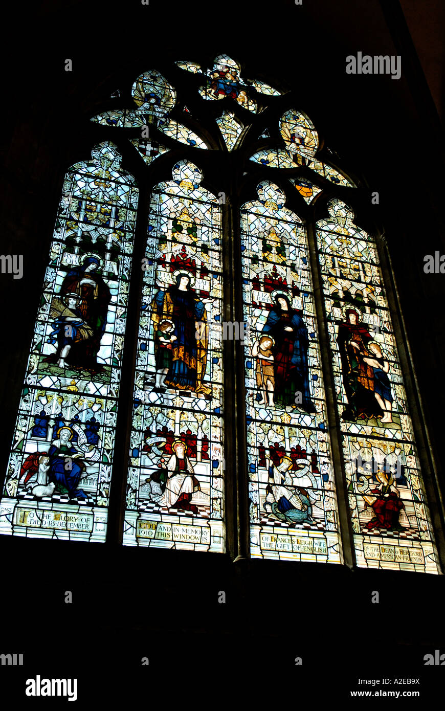 Stained glass window hereford cathedral hires stock photography and
