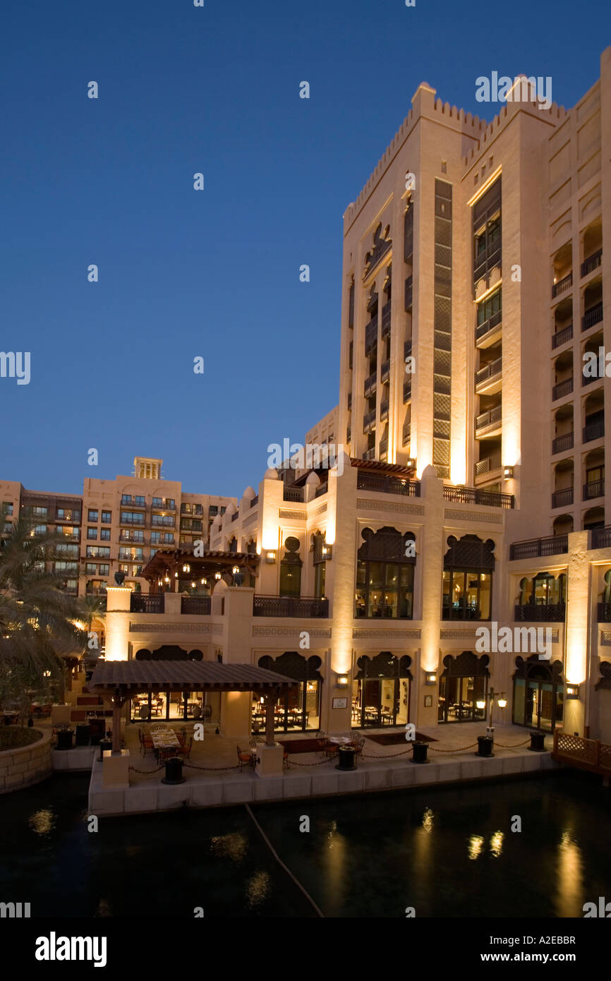 Dubai Jumeirah beach Medinat Jumeirah Hotel dusk Stock Photo