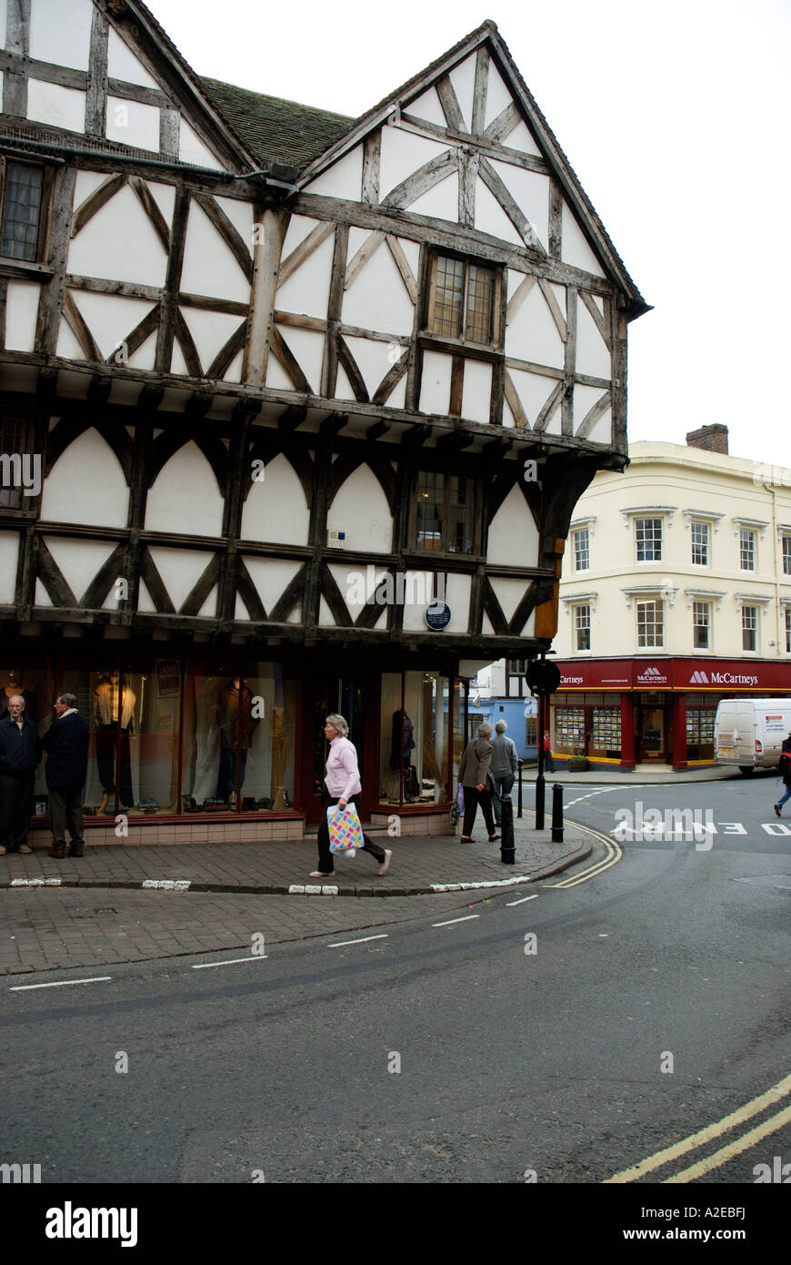 'Black and White' building in the town of Ludlow, Shropshire. Stock Photo