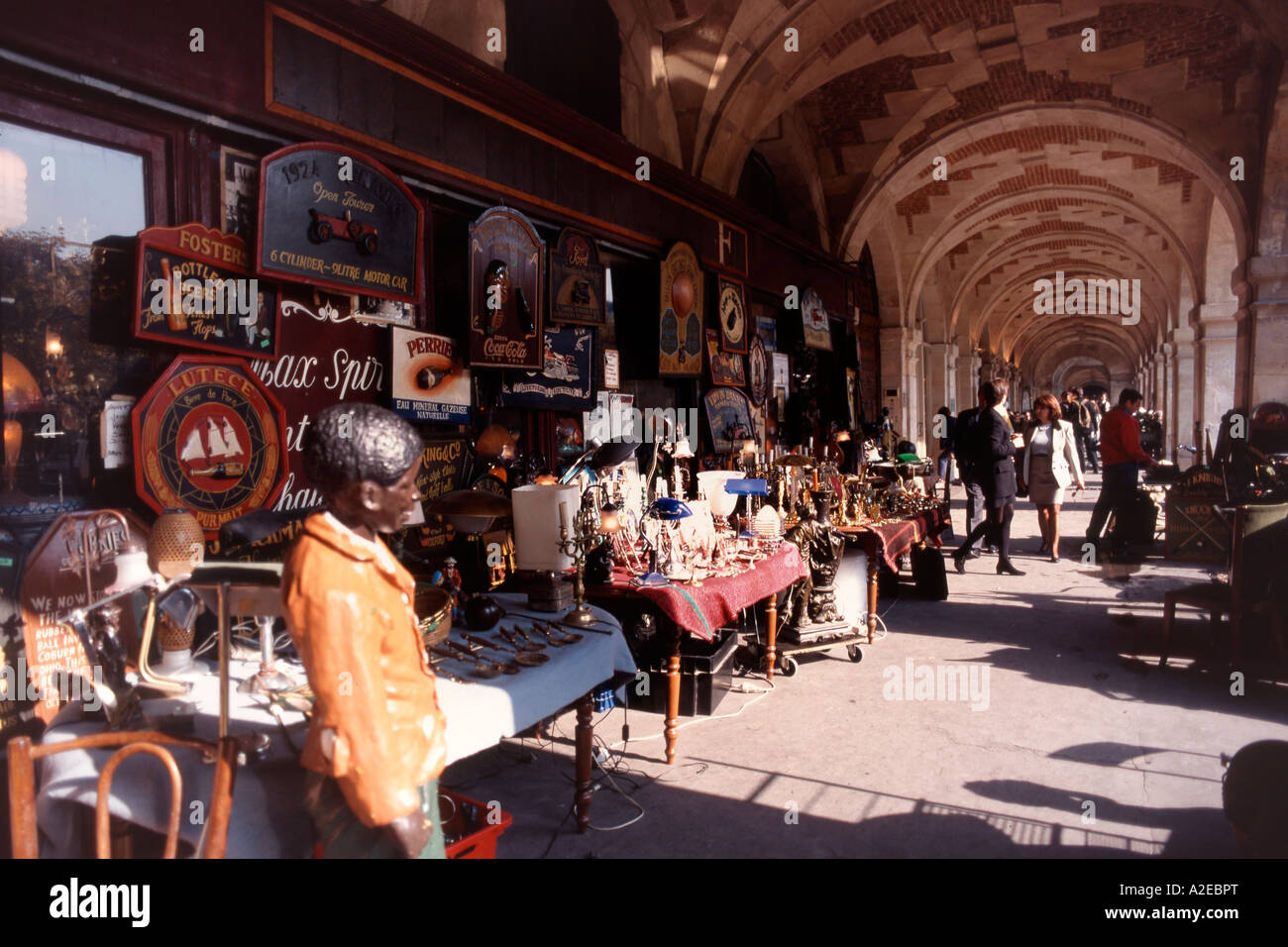 Paris France Place des Vosges Antique shop Acades Stock Photo