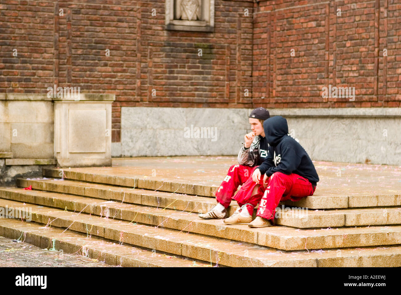 Russ student relaxing during the independance day celebrations Oslo Norway Stock Photo
