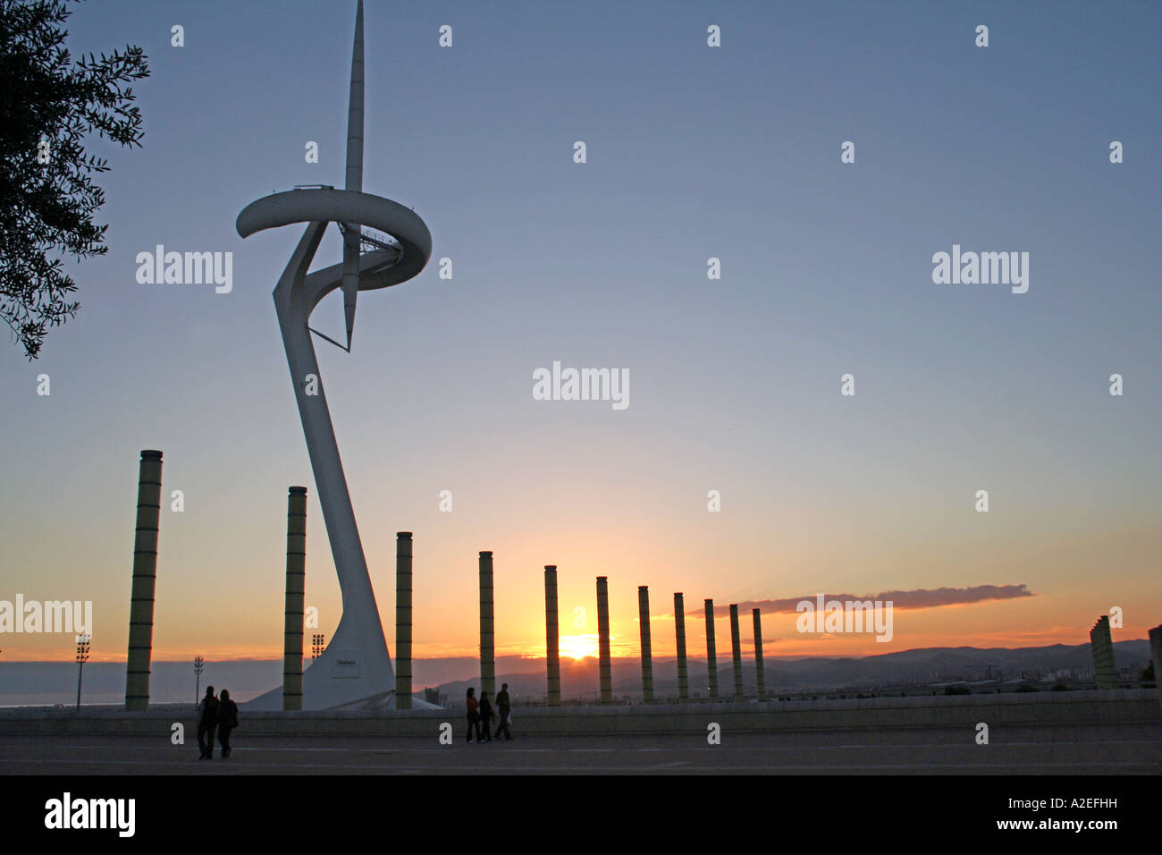 Olympic Telecommunications Tower Park of Montjuic Barcelona Catalunya Catalonia Spain Stock Photo