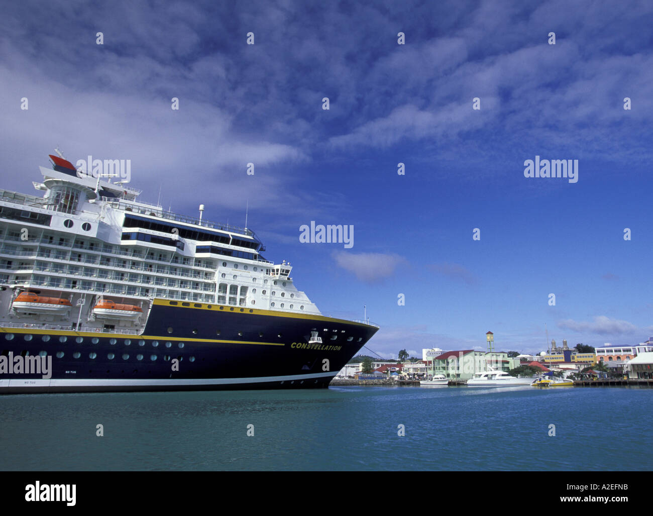 Caribbean, Antigua, St. John's. Town view and cruiseship Stock Photo