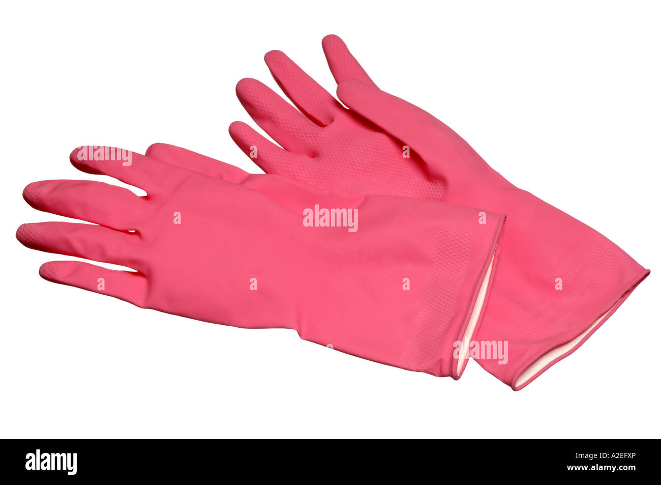 Pink rubber gloves Stock Photo