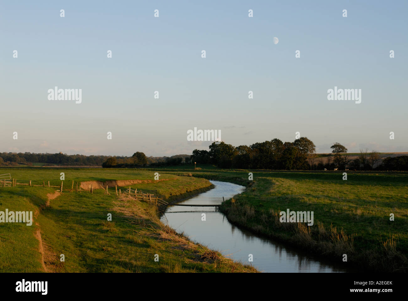 The River Rother once an important waterway through Romney Marsh to the sea at Rye Stock Photo