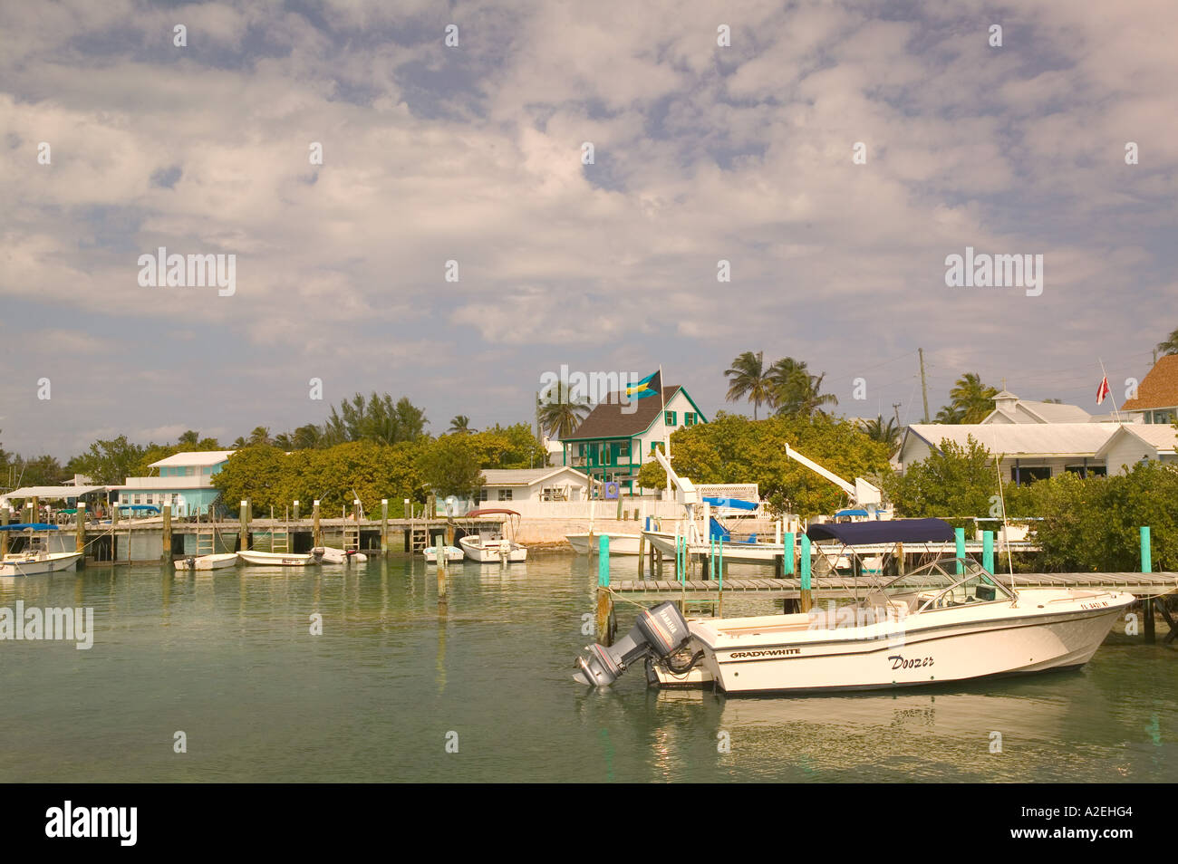 BAHAMAS, Abacos, Loyalist Cays, Elbow Cay, Hope Town: Town View Stock ...