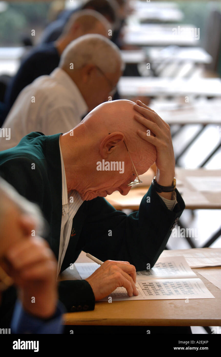 A CONTESTANT AT THE TIMES NATIONAL CROSSWORD COMPETITION CUP DURING THE CHAMPIONSHIPS IN CHELTENHAM UK 2006 Stock Photo