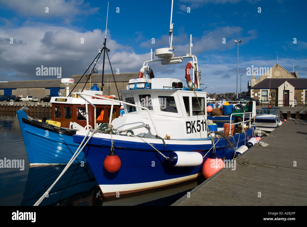 dh Kirkwall harbour KIRKWALL ORKNEY Fishing boats alongside quayside fishing boat Julie D moored berth Stock Photo