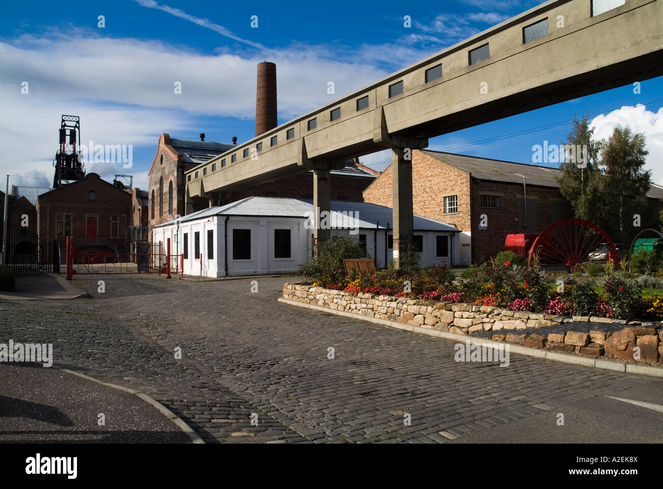 dh Scottish Mining Museum NEWTONGRANGE LOTHIAN Entrance buildings colliery gate coal mine historical scotland pit Stock Photo