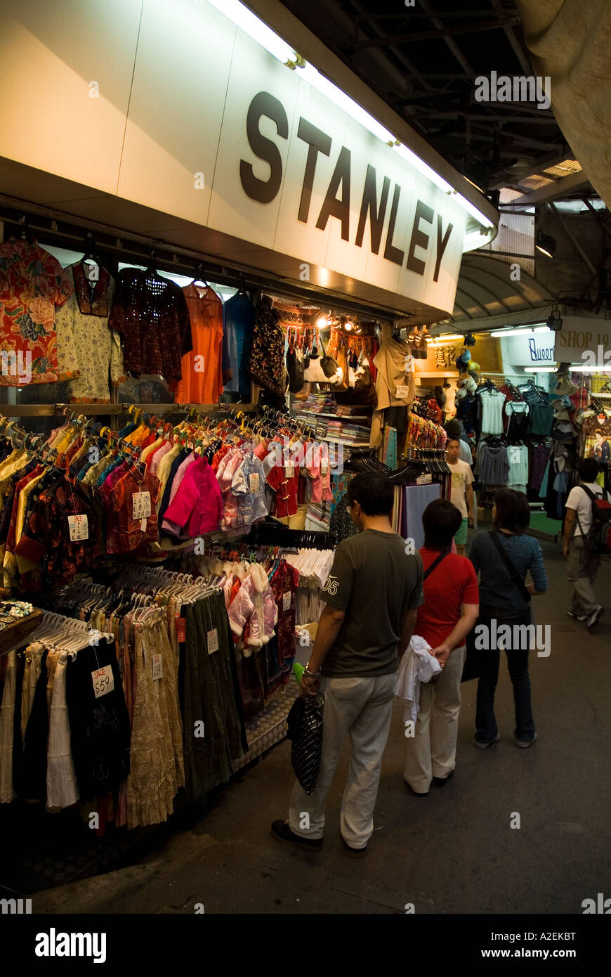 dh Stanley Market STANLEY HONG KONG Chinese shoppers browsing clothing stall clothes shopping