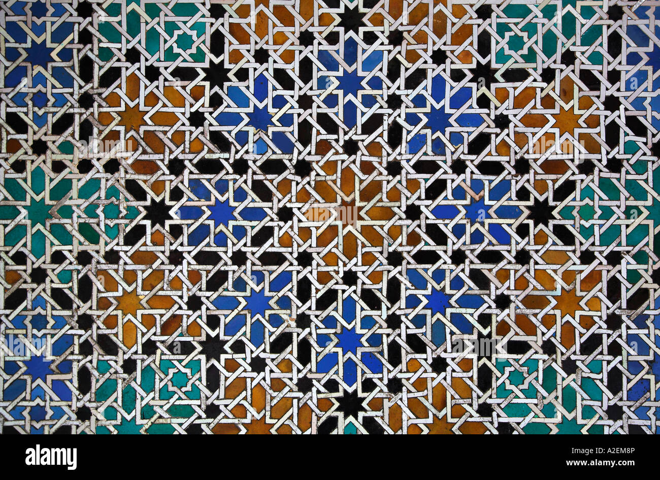 Islamic abstract decor of the Real Alcazar Palace in Seville Andalucia Spain Stock Photo