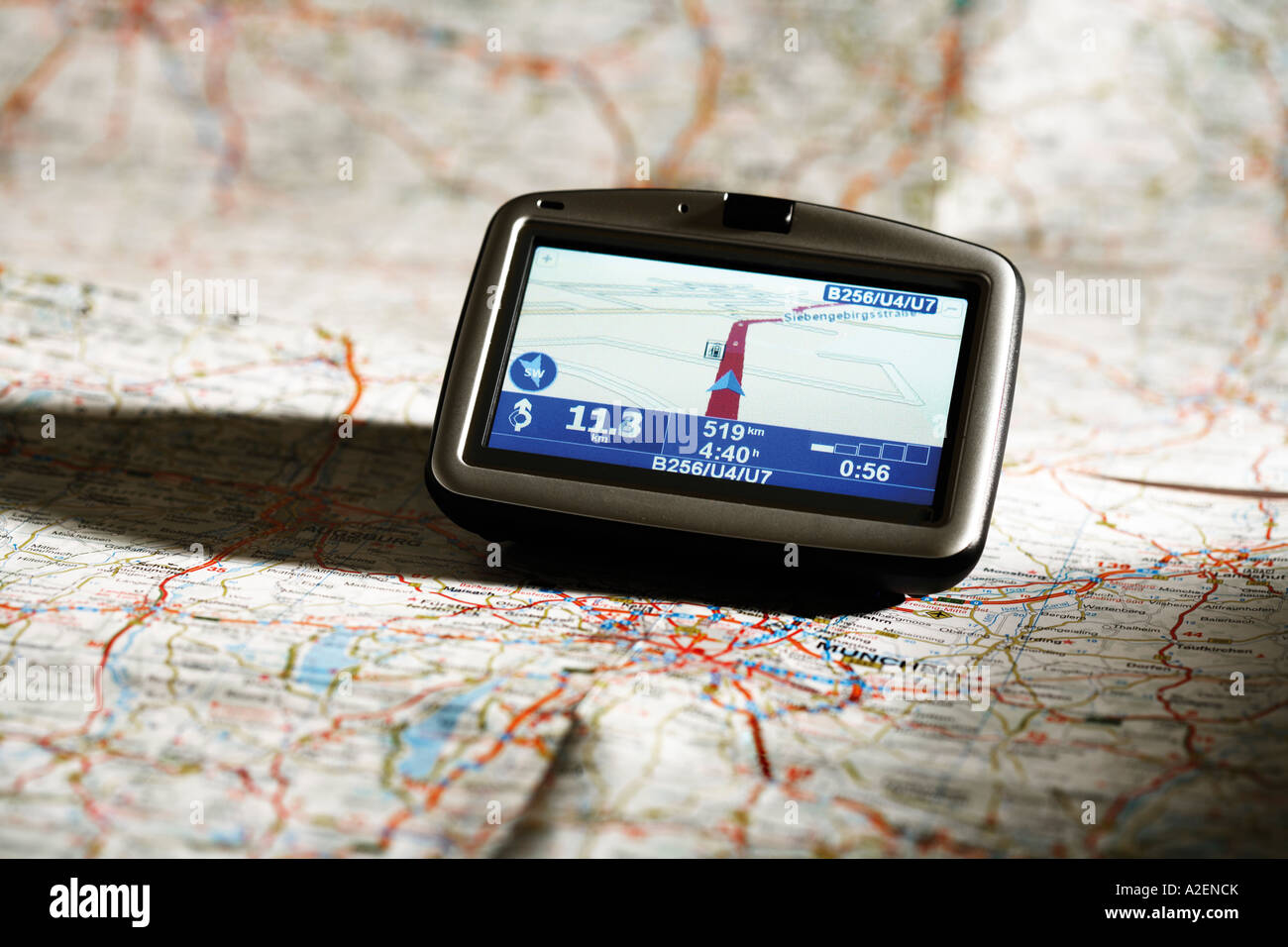 Navigation instrument on map, closeup Stock Photo Alamy