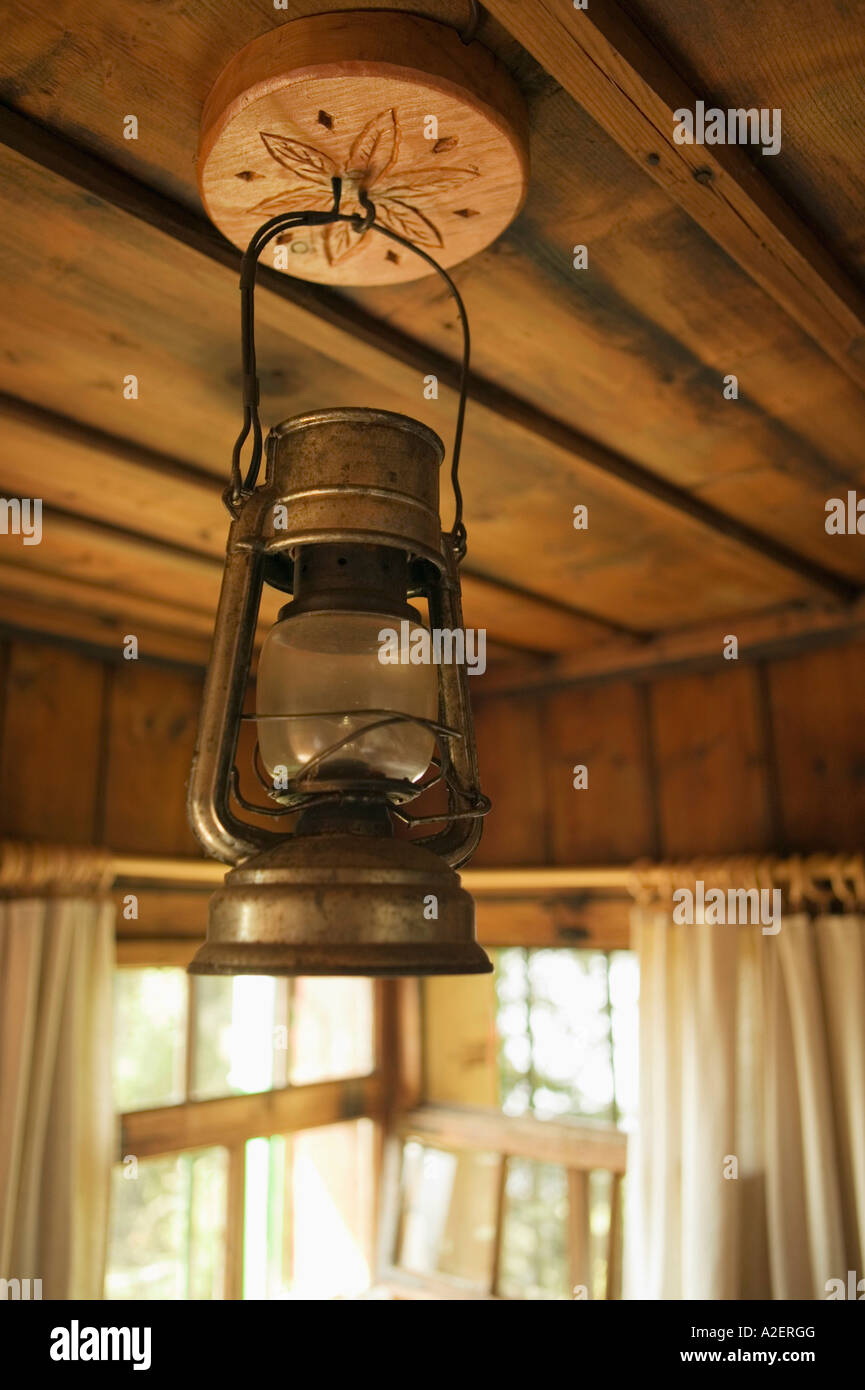 Oil Lamp Hanging On Wooden Ceiling Stock Photo 10500975 Alamy