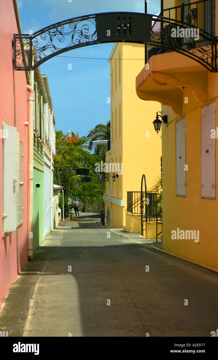 A side street in Christiansted St Croix US Virgin Islands Caribbean