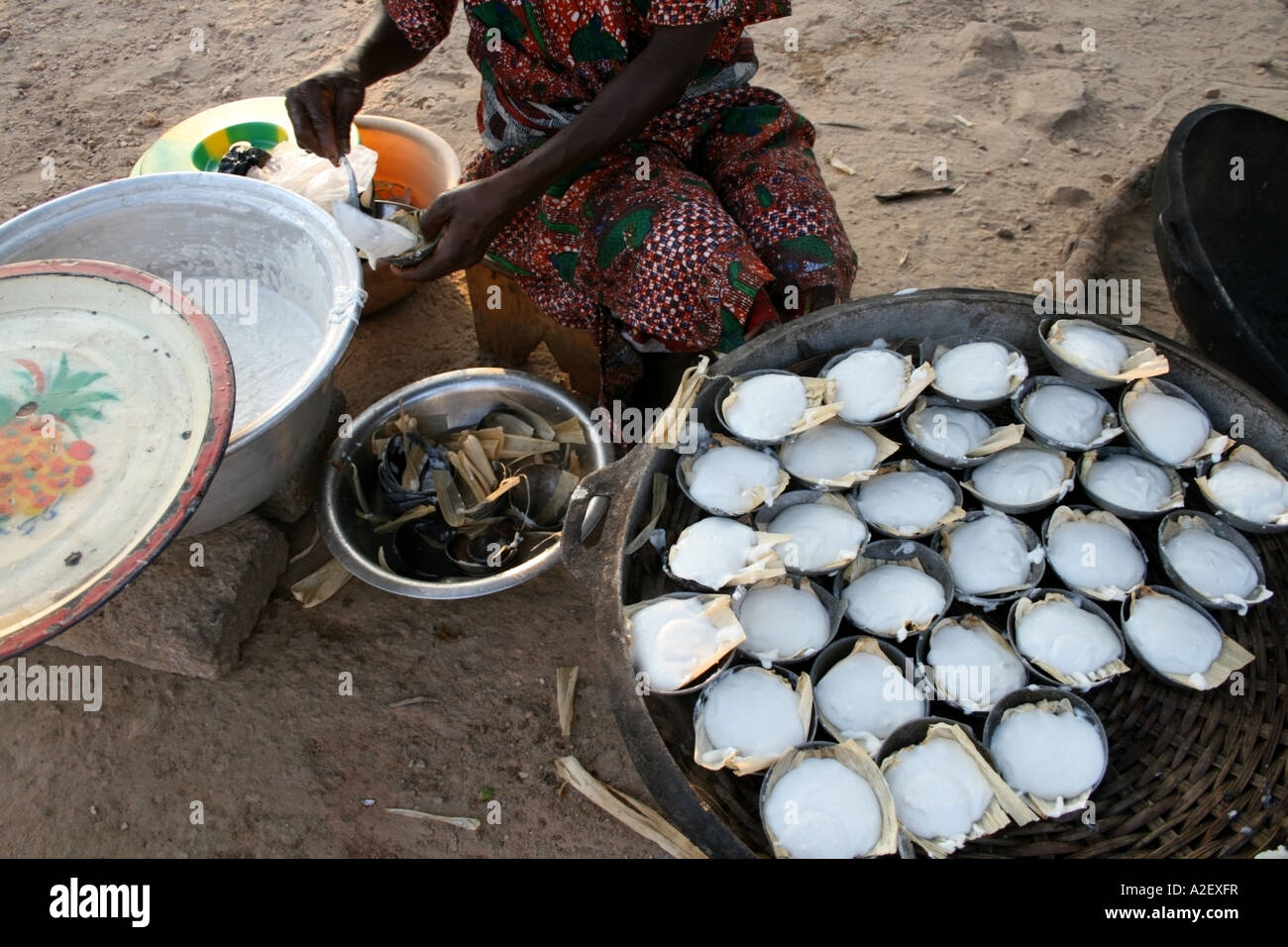 Making millet flour dumplings , Kpalime, Togo Stock Photo Alamy