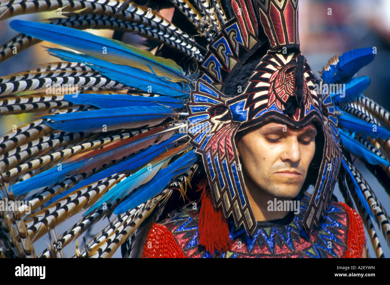 Portrait of dancer wearing headdress at Indian Summer Festival Milwaukee Wisconsin USA Stock Photo