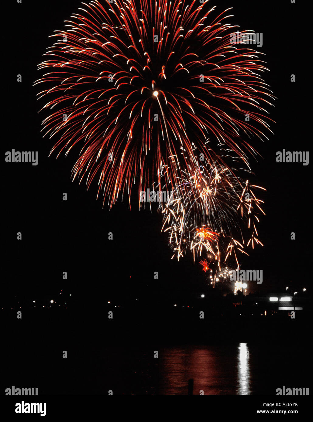 Fireworks display at lakefront Milwaukee Wisconsin USA Stock Photo Alamy