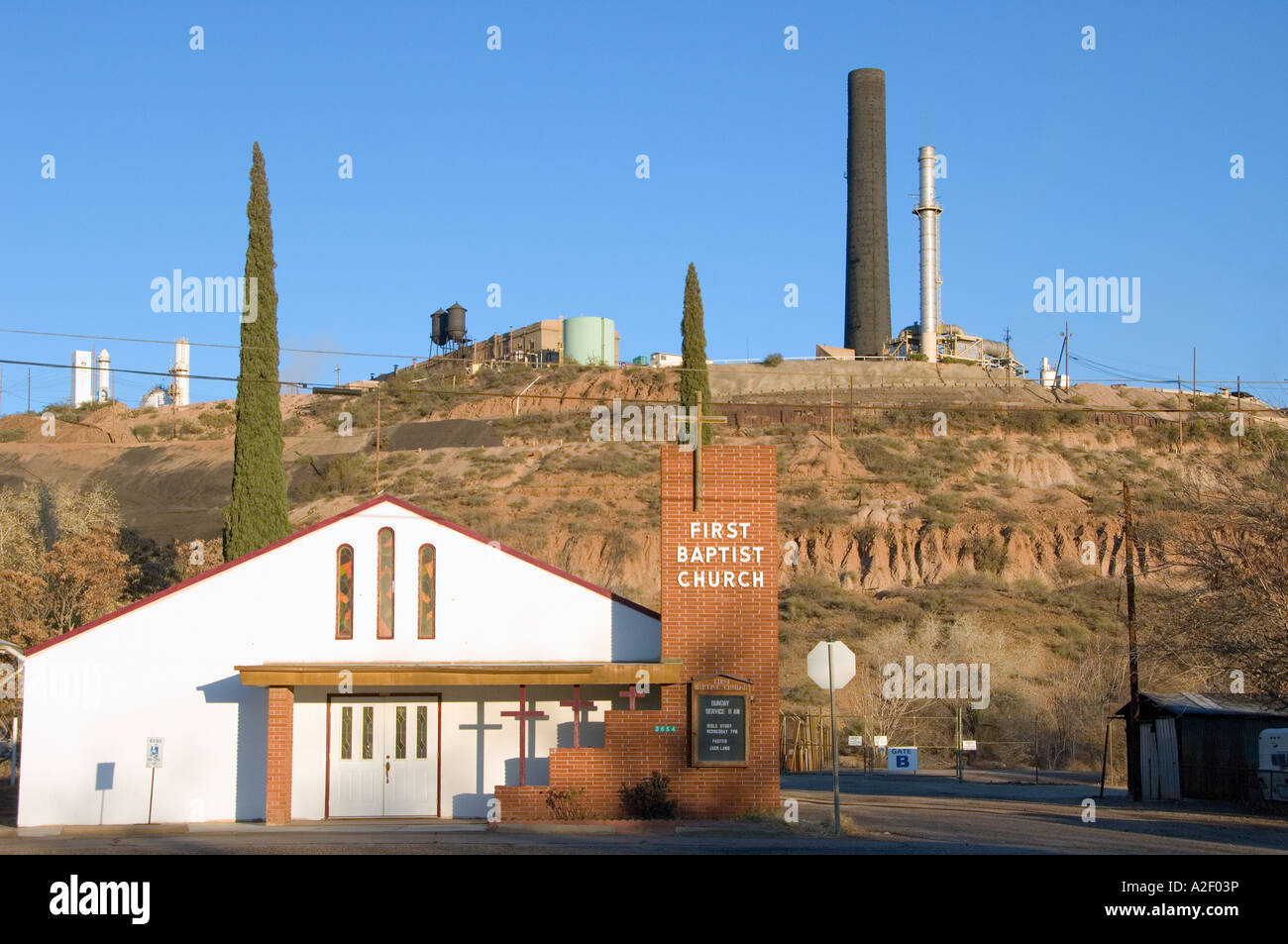 mine tailing mountain, Globe, Arizona Stock Photo Alamy