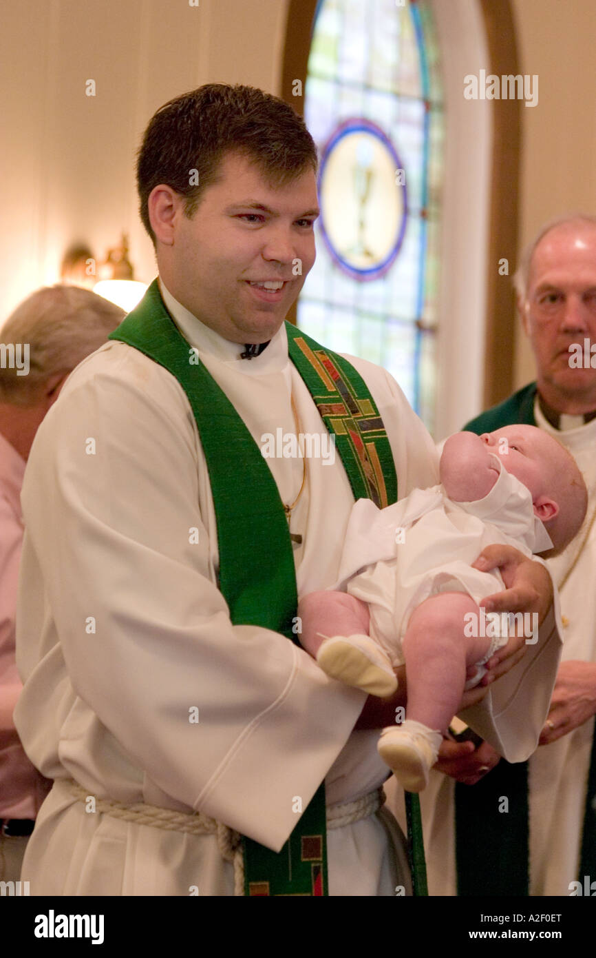 Baby Baptized by minister cousin. Vining Lutheran Church Vining Minnesota USA Stock Photo Alamy