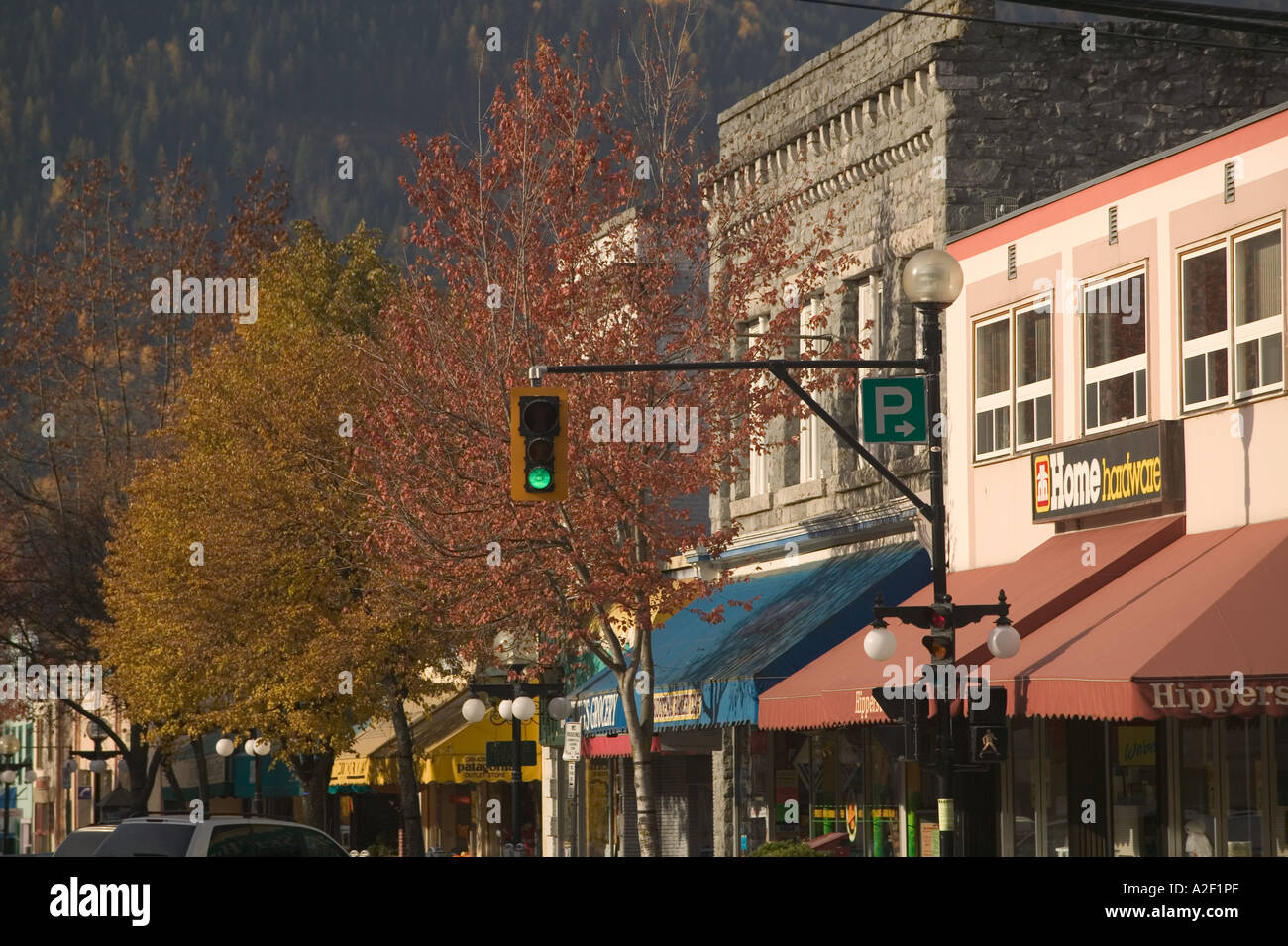 CANADA, British Columbia, Nelson. Autumn Downtown Detail Stock Photo