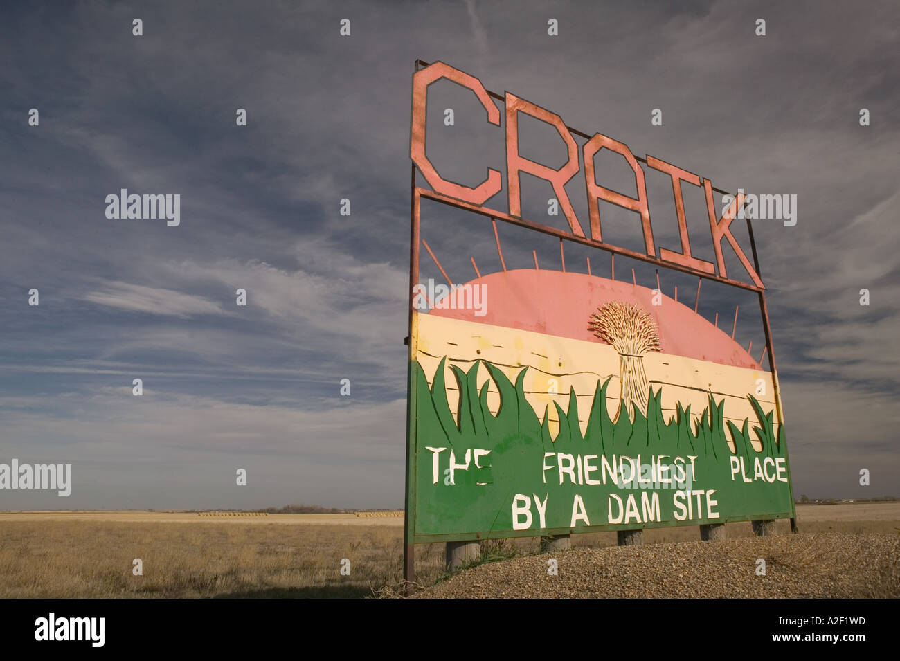 Canada, Saskatchewan, Craik Town Sign, The Friendliest Town by a Dam