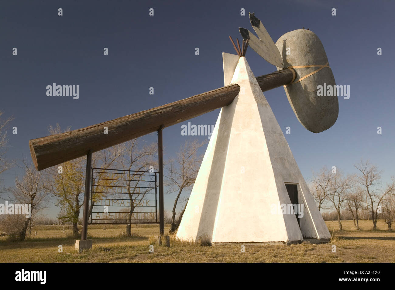 Canada, Saskatchewan, Cut Knife: World's Biggest Indian Tomahawk (weighs 8 tons!) Stock Photo