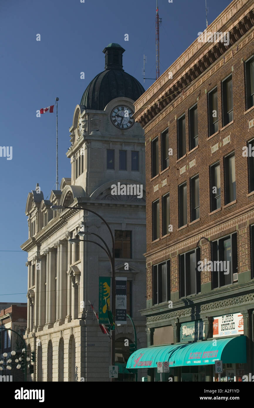 Canada, Saskatchewan, Moose Jaw City Hall / Main Street Stock Photo