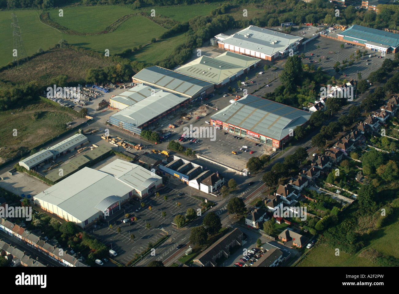 Aerial view of Botley Road, shops, offices, commercial premises and