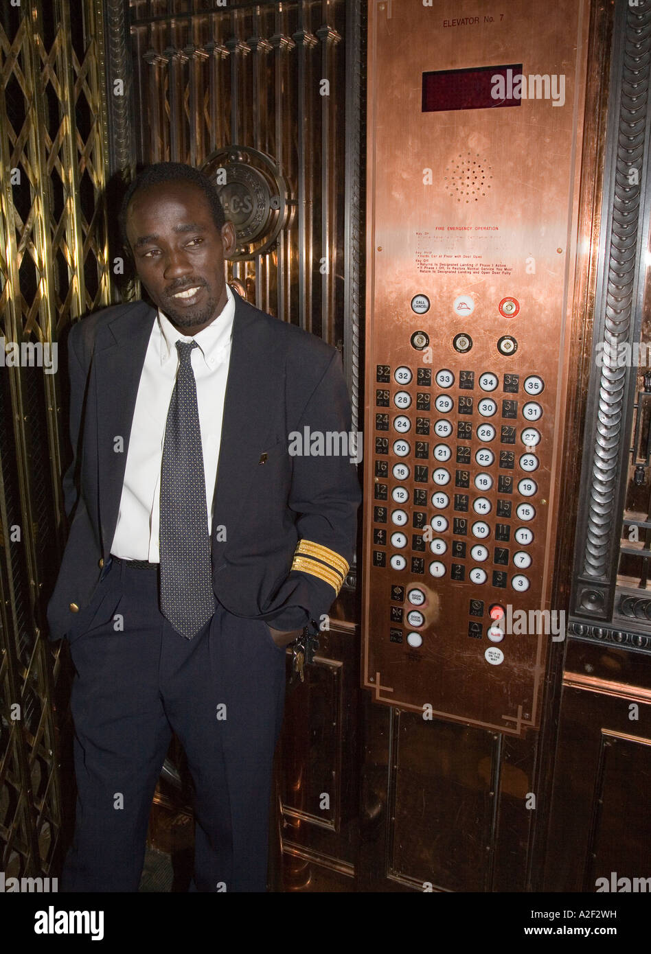 Elevator attendant Smith Tower Seattle USA Stock Photo Alamy