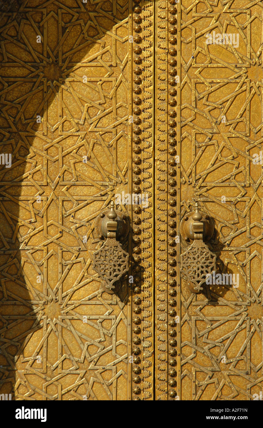Brass gate of the Royal Palace in Fes, Morocco Stock Photo - Alamy