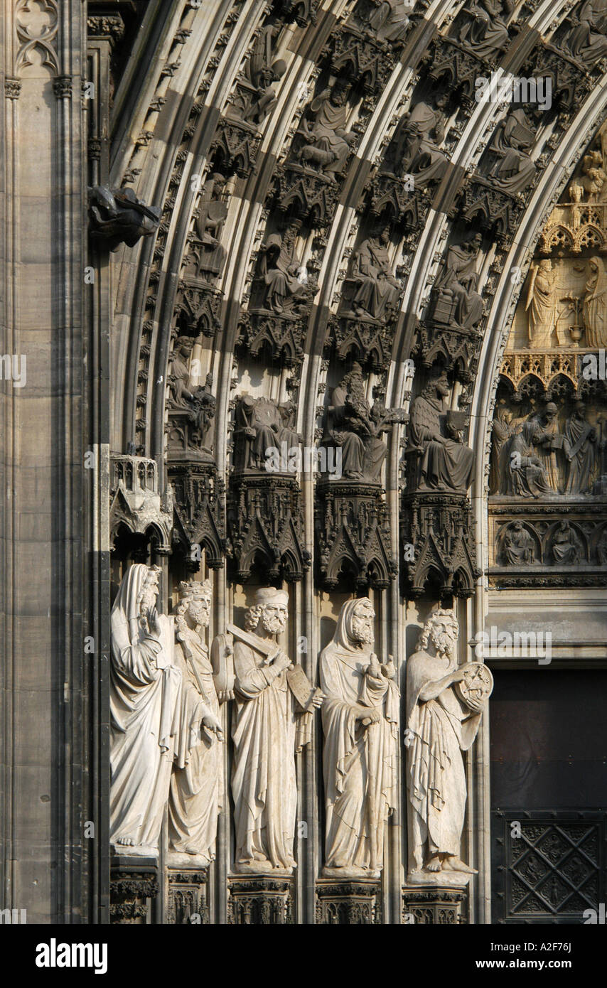 Detail of the main gothic facade of the Cologne Cathedral in Cologne ...