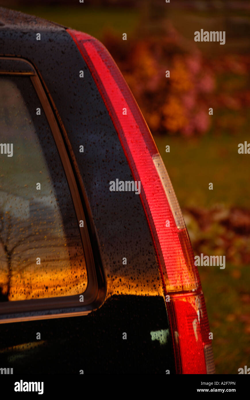 Glowing brakelights on Volvo station wagon Stock Photo