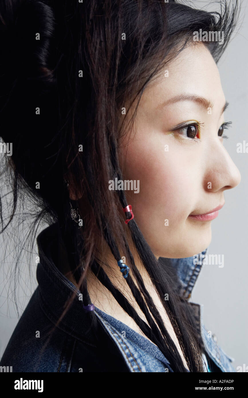 Normal Female Side Profile Side profile of a young woman Stock Photo - Alamy