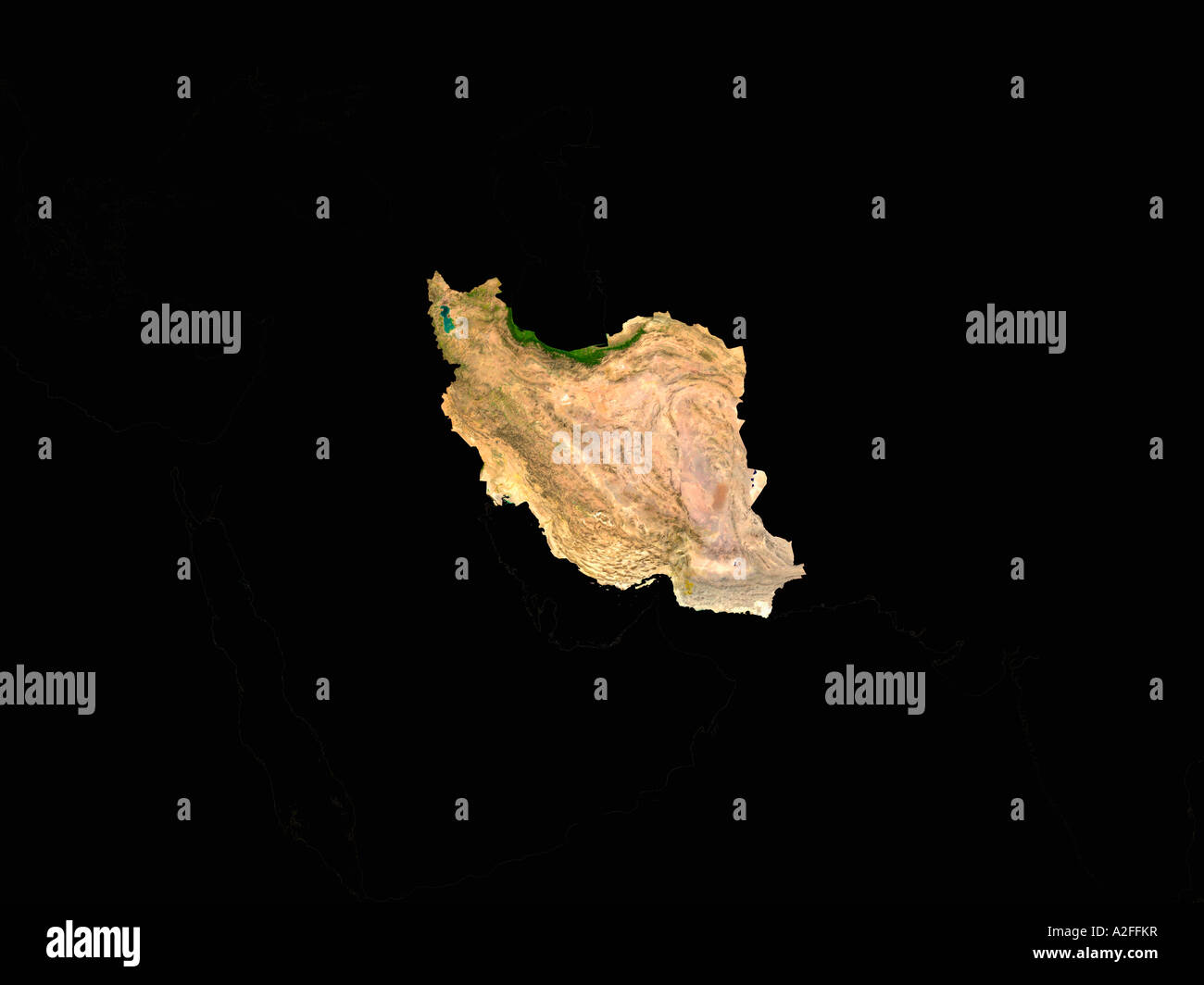 Highlighted Satellite Image Of Iran Without Surrounding Countries Shown ...