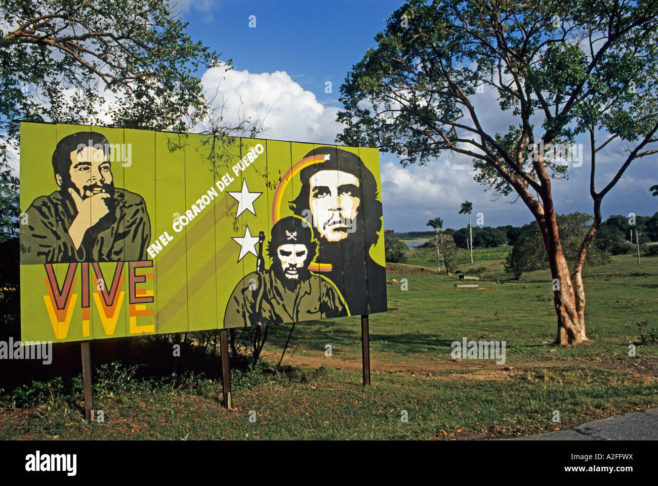 Signboard with Che Guevara, Vinales, Pinar del Rio Province, Cuba Stock Photo